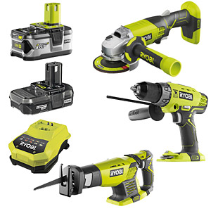 Ryobi One+ 3 Item Kit (R18AG0, RRS1801M, R18PD)